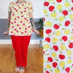 RARE 60s Deb Duds Apple Print Pajama Set